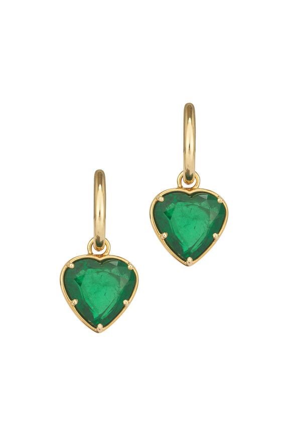 Sutra 18k Yellow Gold Emerald Heart Earring - view 1