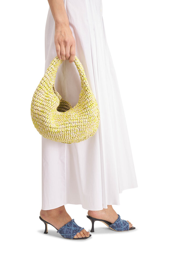 Khaite Medium Olivia Citron & White Raffia Hobo - view 2