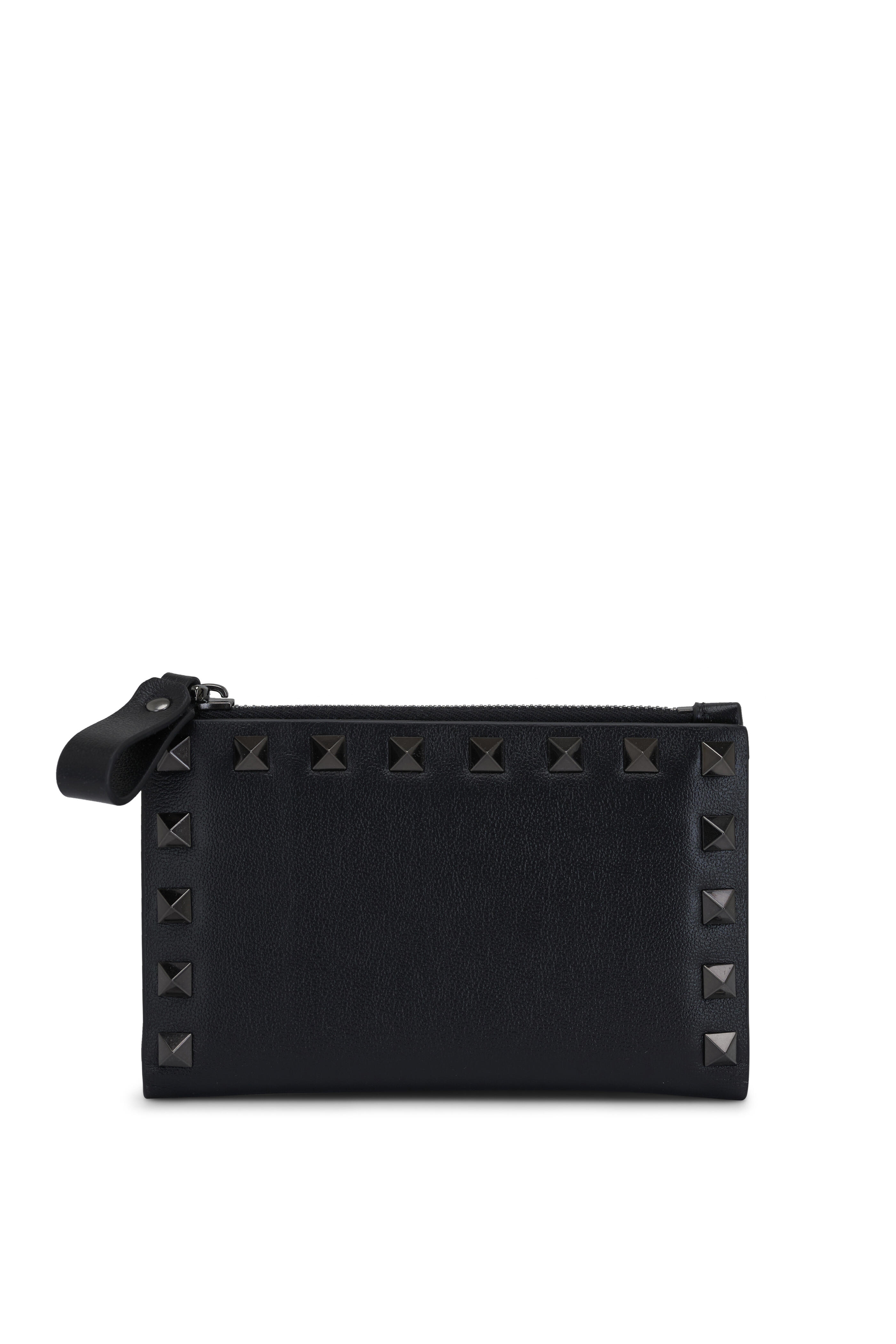 Valentino Garavani - Rockstud Black Leather Zip Cardholder