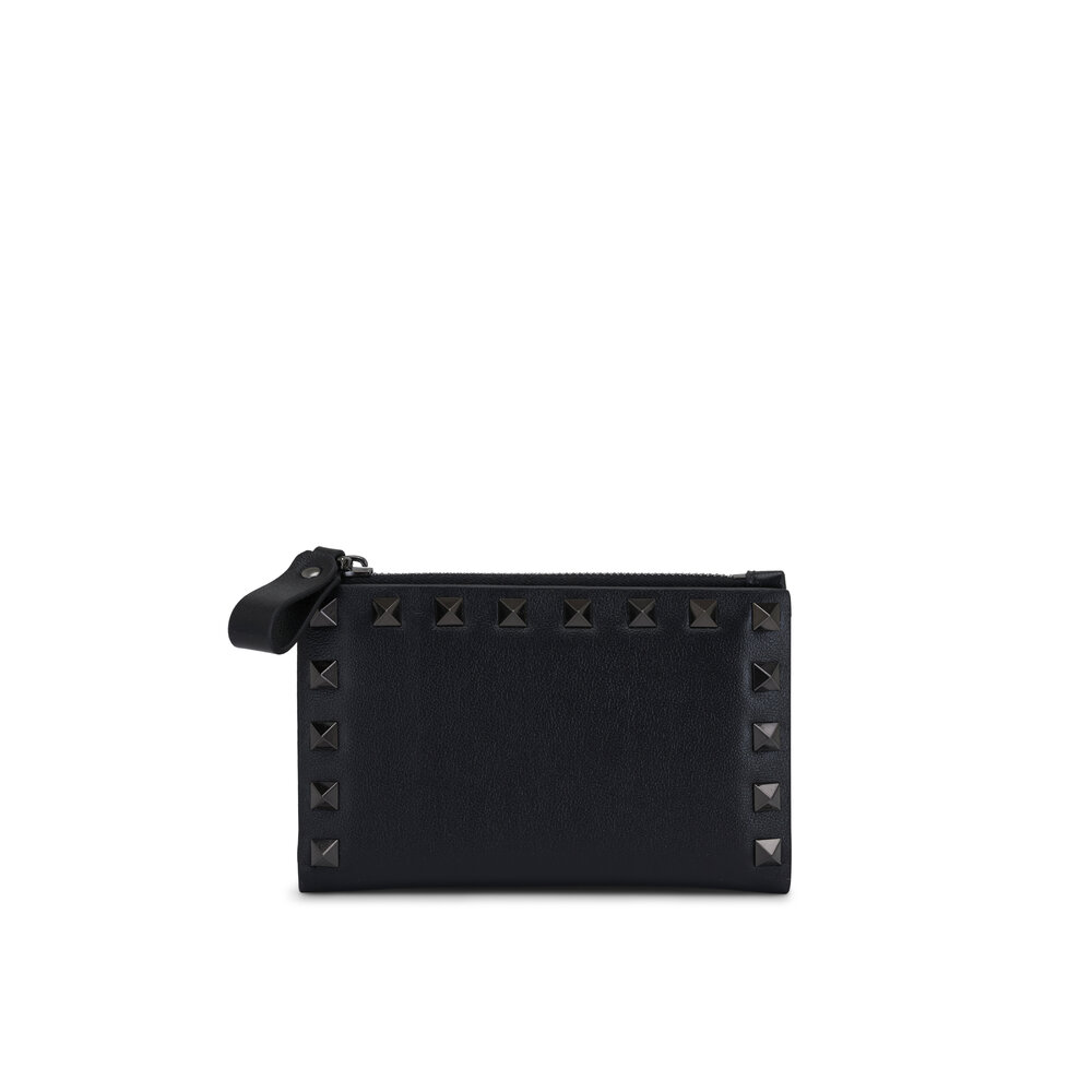 の 人気アイテムランキング Black Rockstud - Garavani Valentino Leather Cardholder Zip 小物