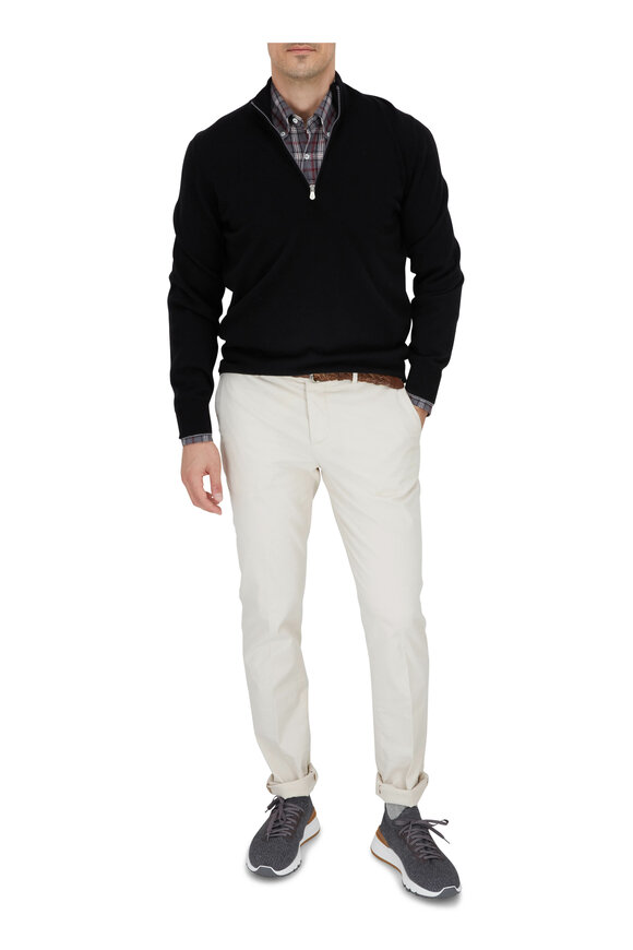 Brunello Cucinelli - Black Cashmere Quarter Zip Pullover