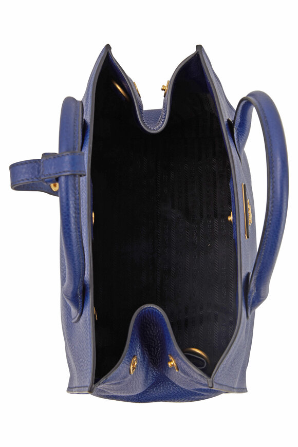 Prada - Navy Blue Vitello Leather Medium Tote