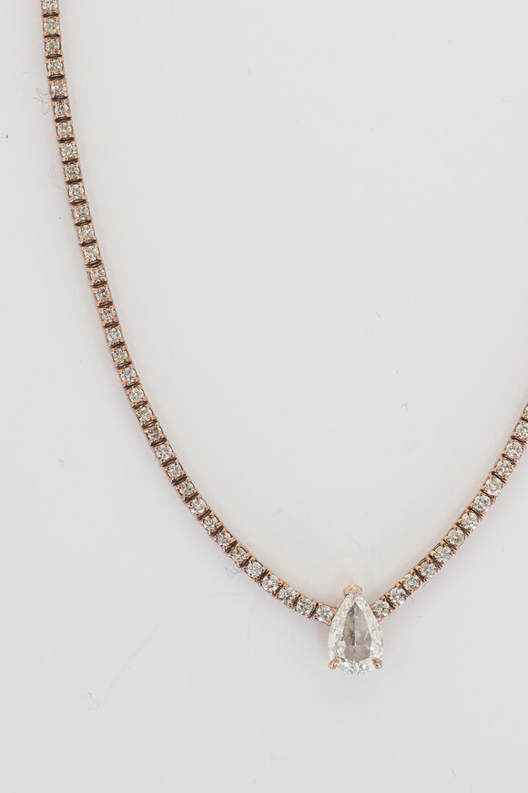 Lowy & Co Rose Gold Chain Diamond Necklace - view 2