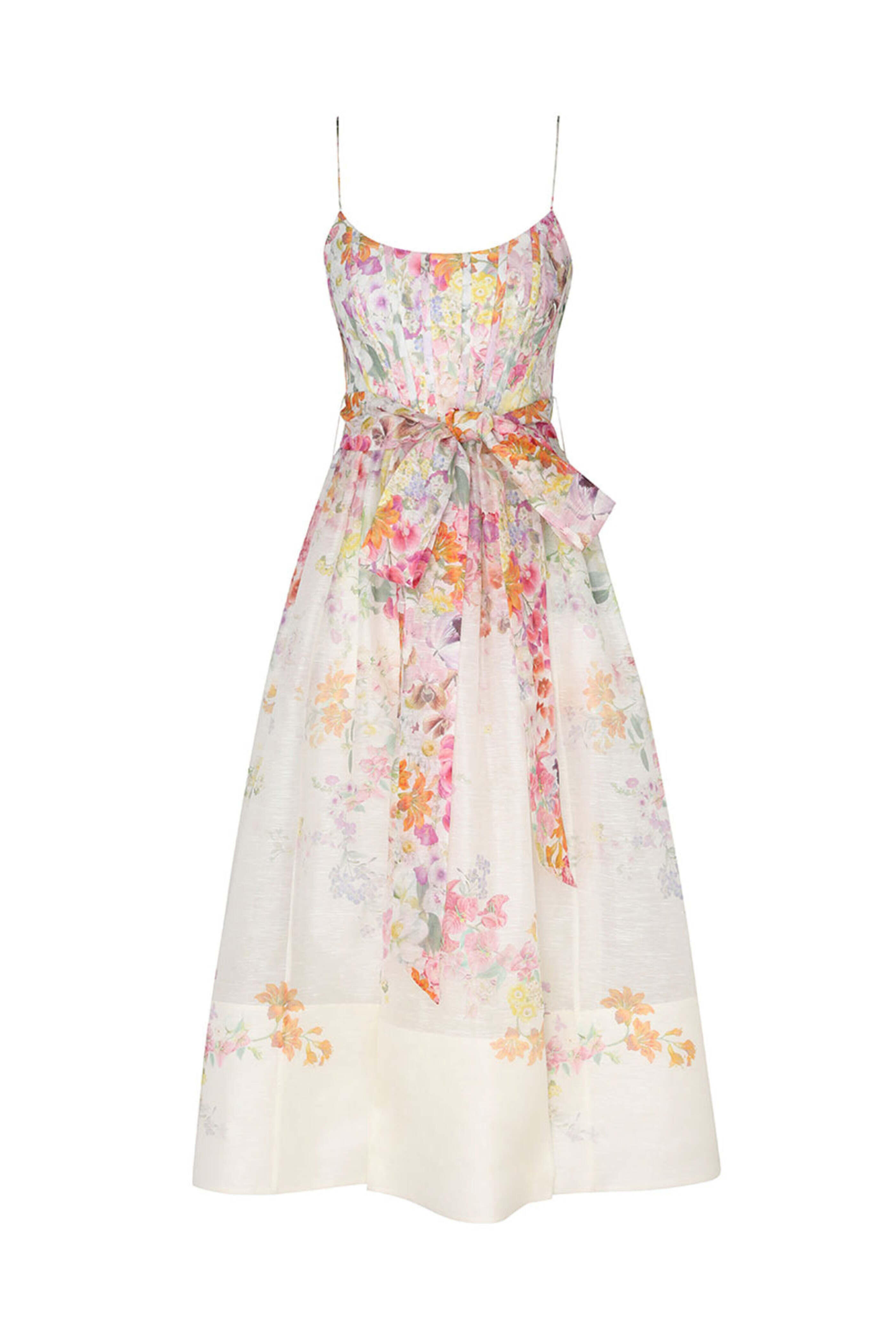Zimmermann - Kaleidoscope Garden Natura Corset Midi Dress