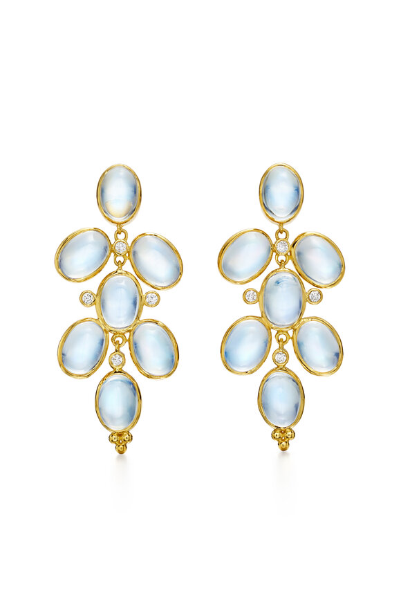 Temple St. Clair 18k Yellow Gold Blue Moonstone Drop Earrings - view 1