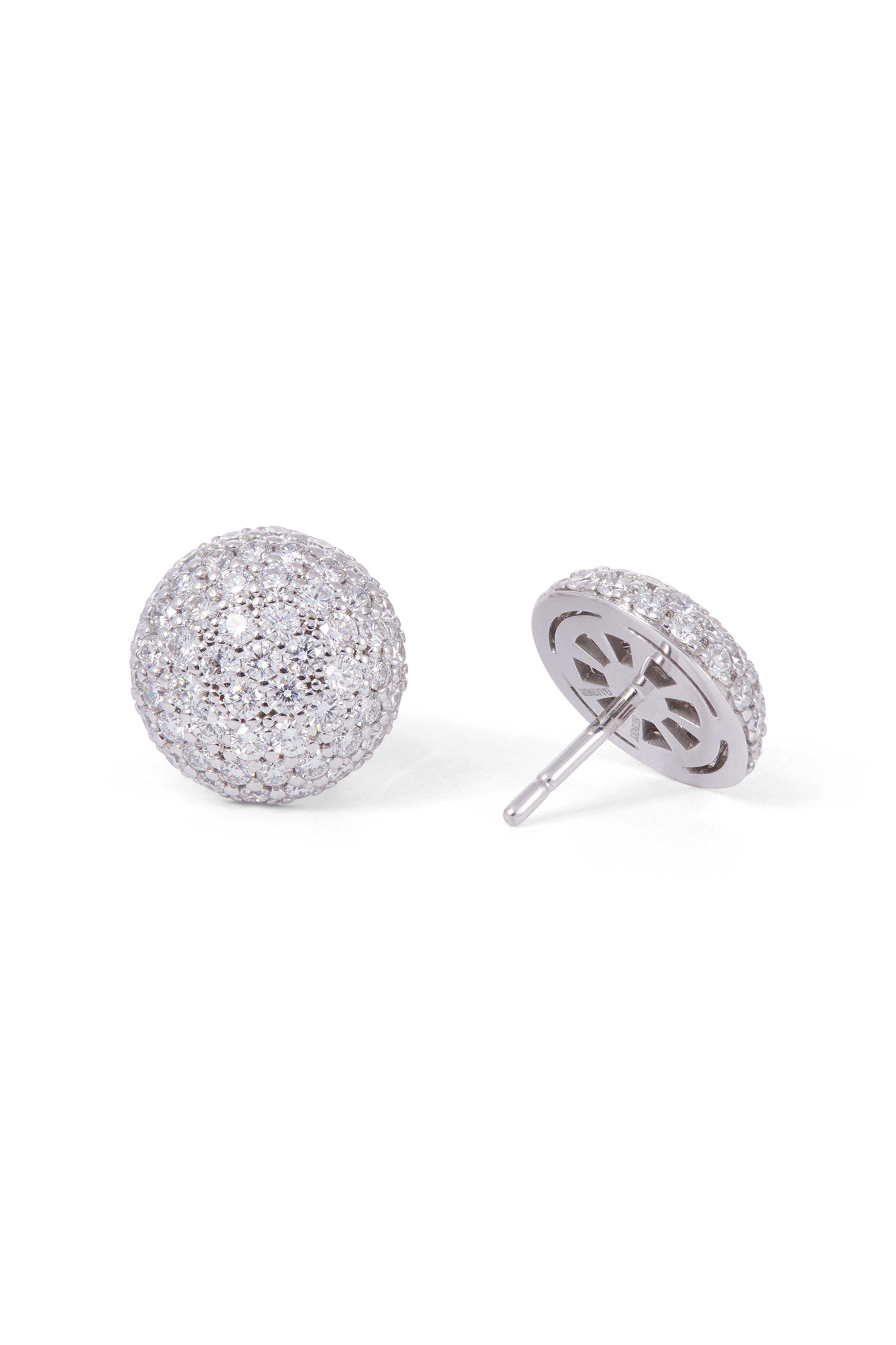 Sidney Garber - 18k White Gold Perfect Pave Button Earring