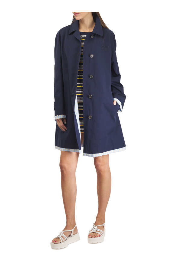 Miu Miu Royal Blue Cotton Poplin Trench Coat - view 2