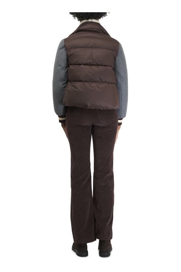 Veronica Beard - Ethan Dark Chocolate Mixed Media Puffer Jacket