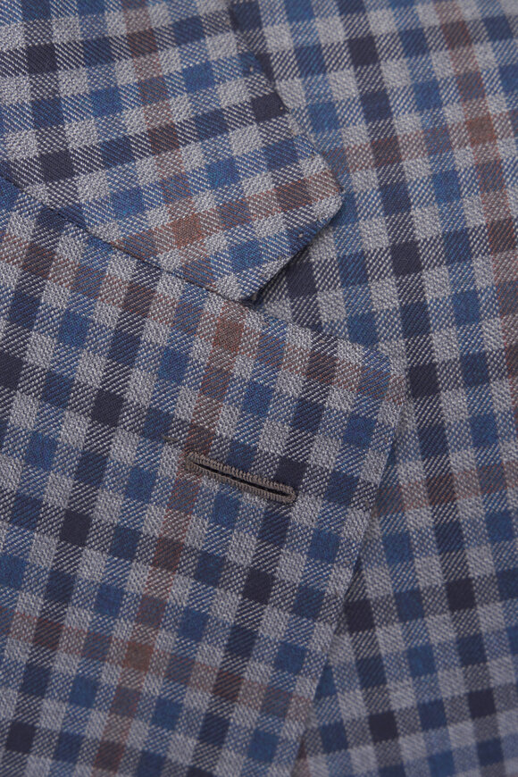 Brioni Gray, Navy & Brown Check Wool Sportcoat - view 5
