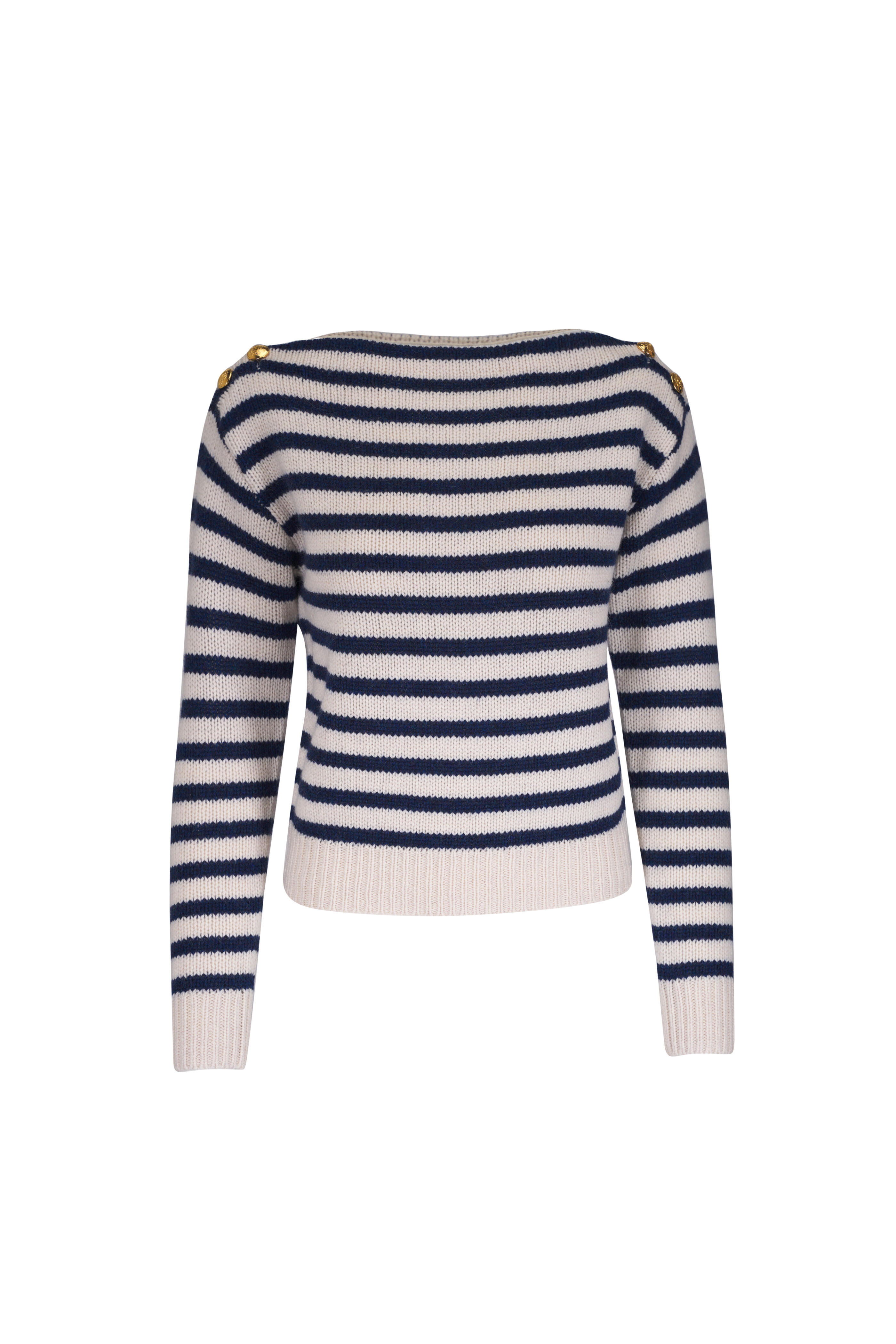 Nili Lotan - Tandy Ivory & Navy Stripe Cashmere Sweater