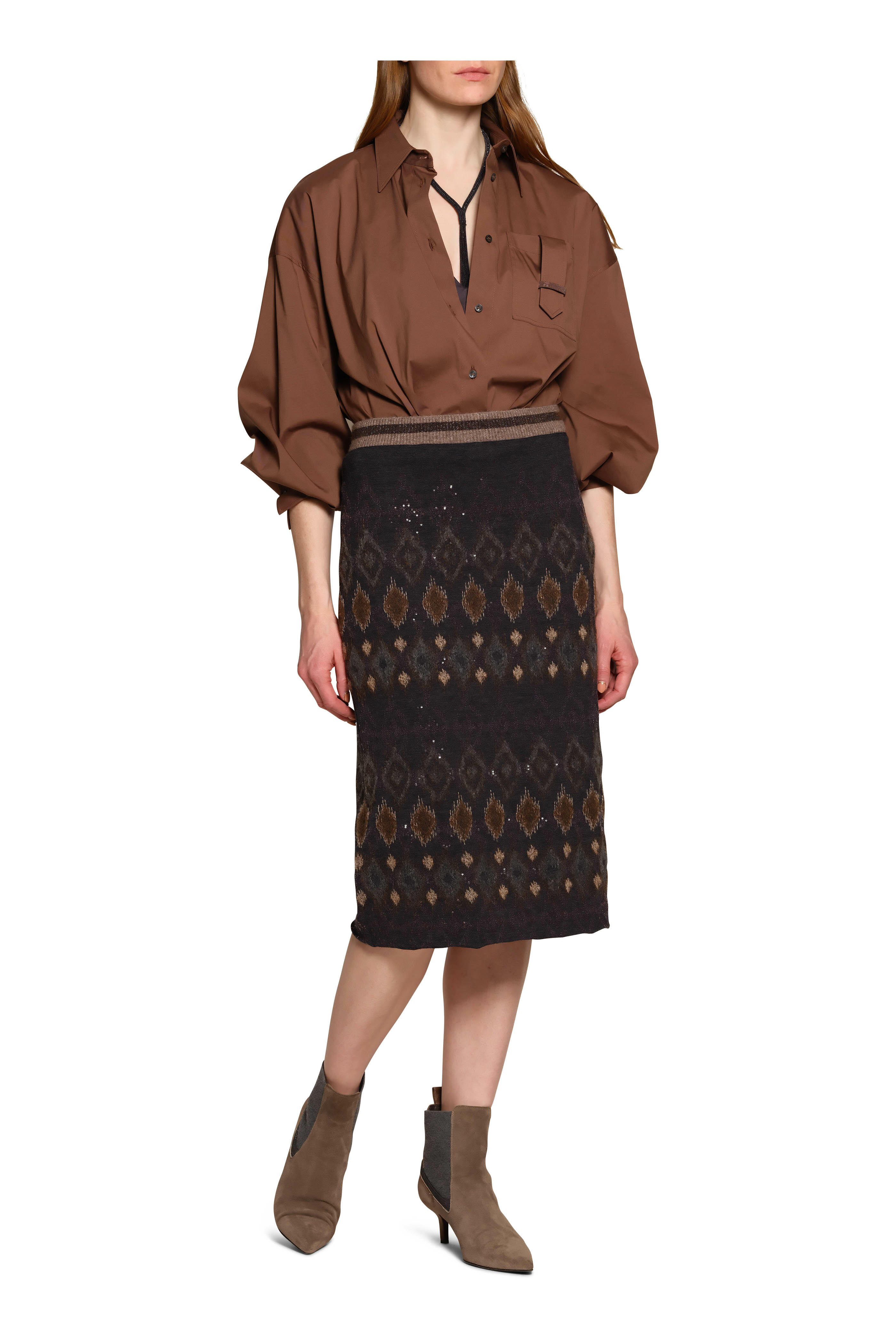 Brunello Cucinelli - Brown Crop Button Down