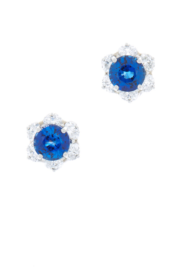 Oscar Heyman - Platimum Blue Sapphire Diamond Earrings