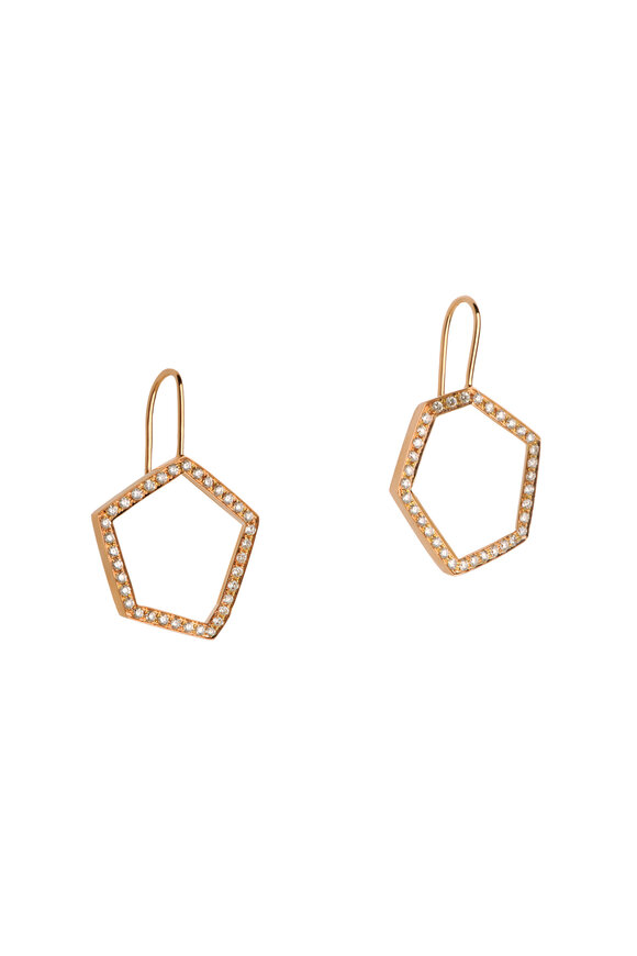 Bridget King 18k Rose Gold Diamond Hexagon Drop Earring - view 1