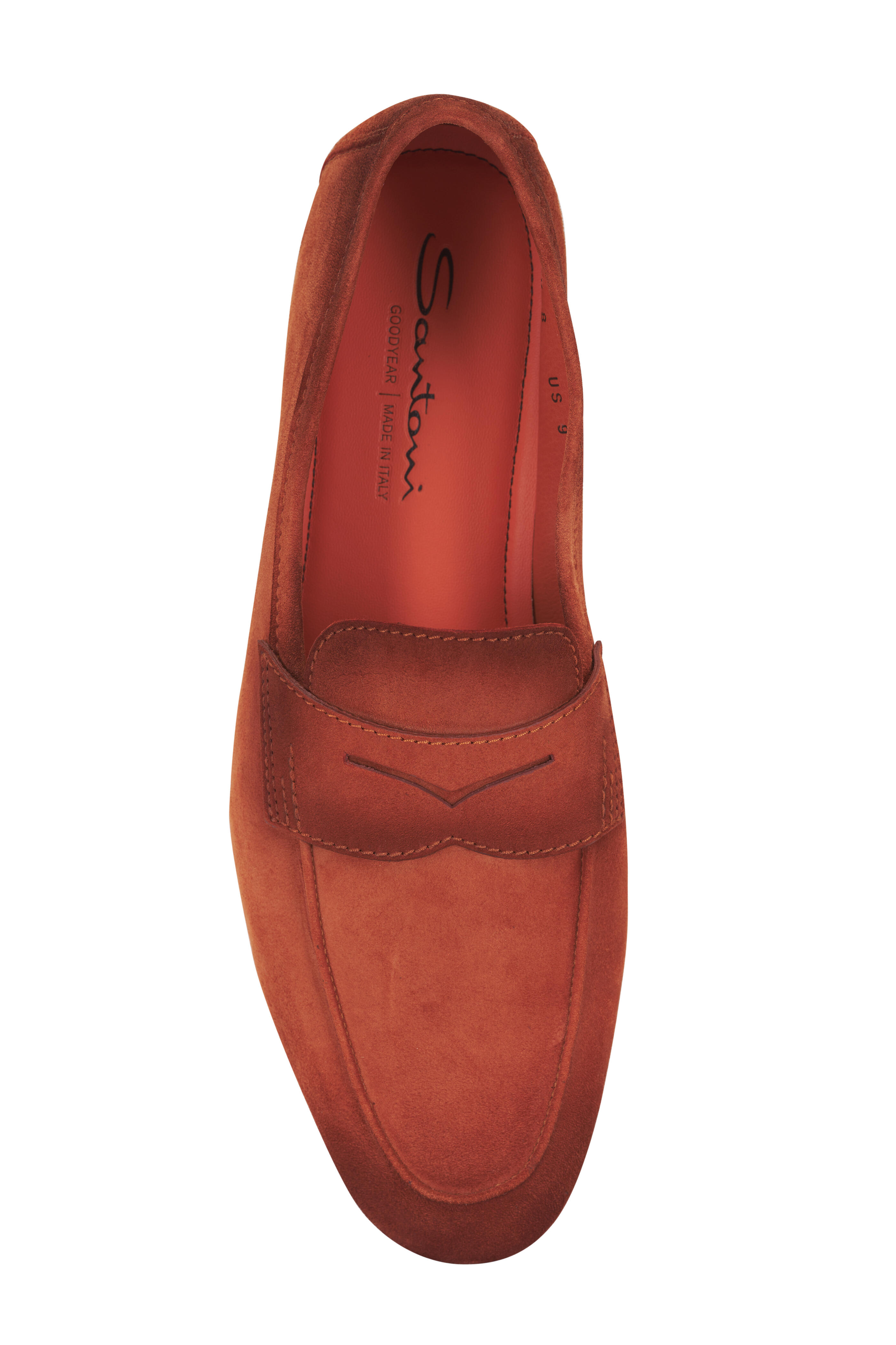 Santoni - Carlos Terracotta Suede Penny Loafer