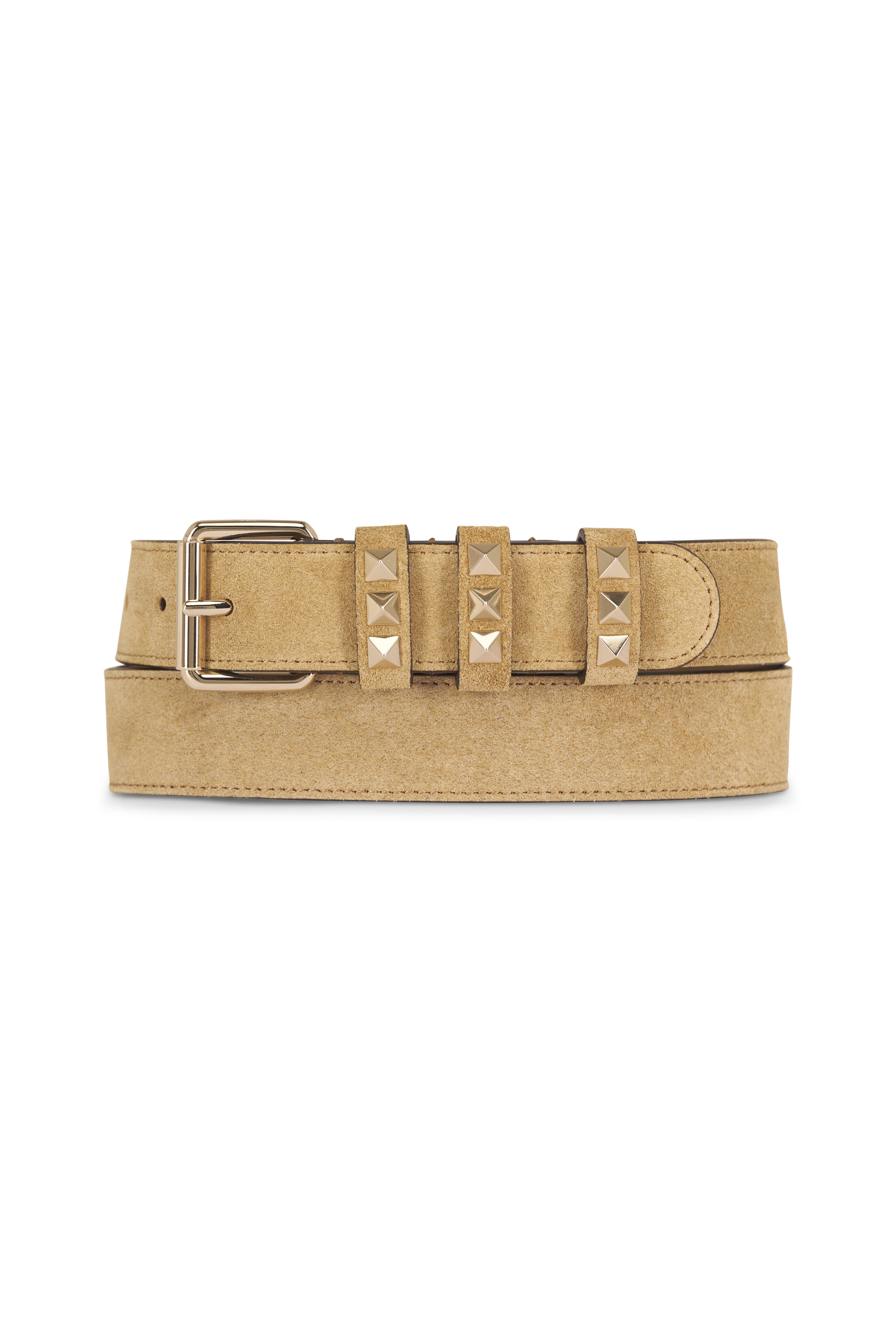 Valentino Garavani - Rockstud Havana Beige Suede Belt - view 1