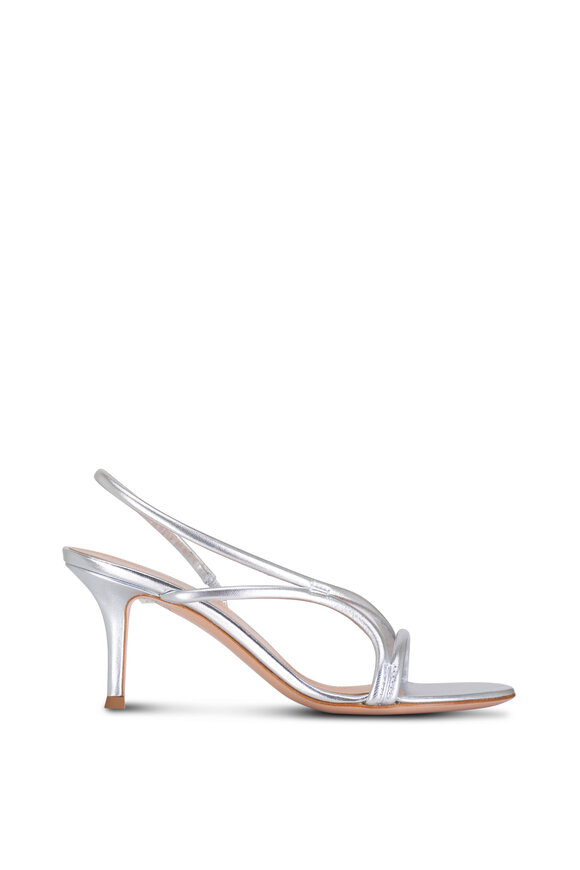 Gianvito Rossi - Silver Strappy Slingback Sandal, 70mm