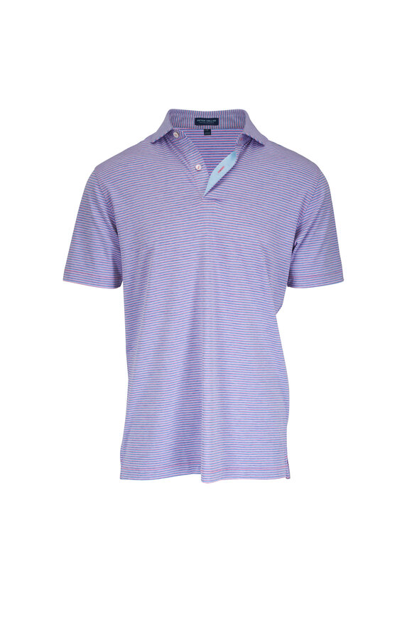 Peter Millar Melrose Pink & Blue Stripe Performance Polo - view 1