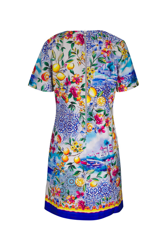 Rani Arabella Blue Print Short Shift Cotton Dress - view 3