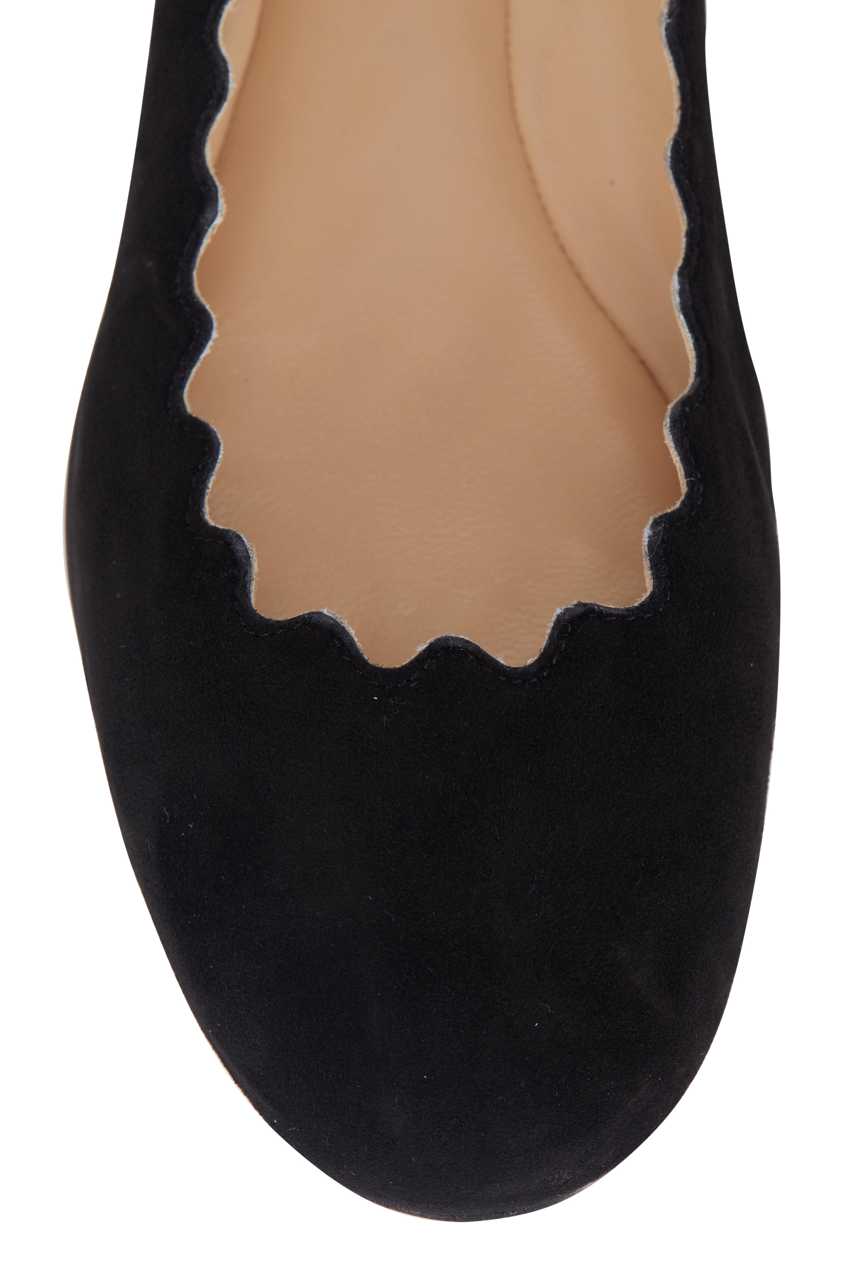 Chloé - Lauren Black Suede Scallop Ballet Flat