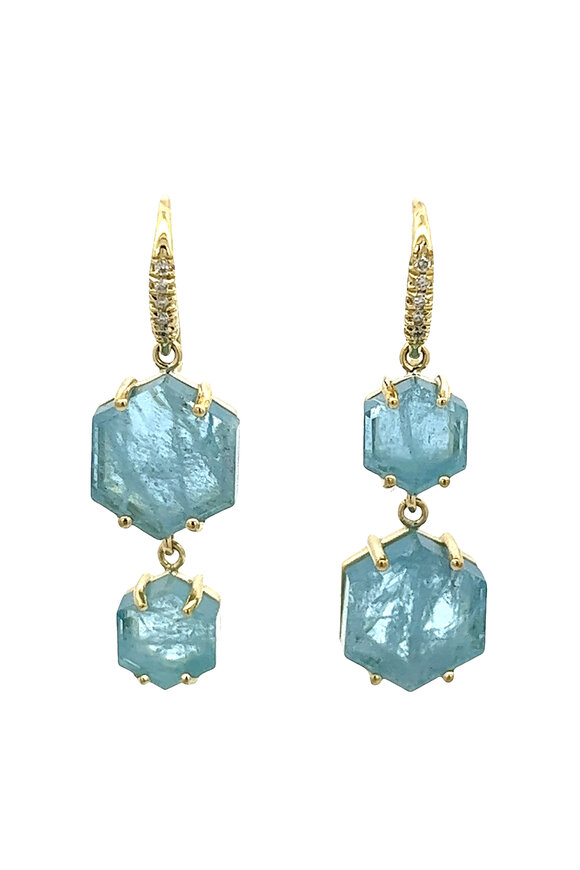 Lauren K 18k Yellow Gold Aquamarine & Diamond Joyce Earring