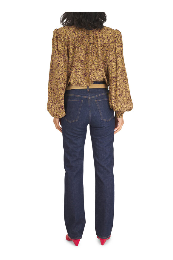 Valentino Brown Animal Print Crepe De Chine Blouse - view 3