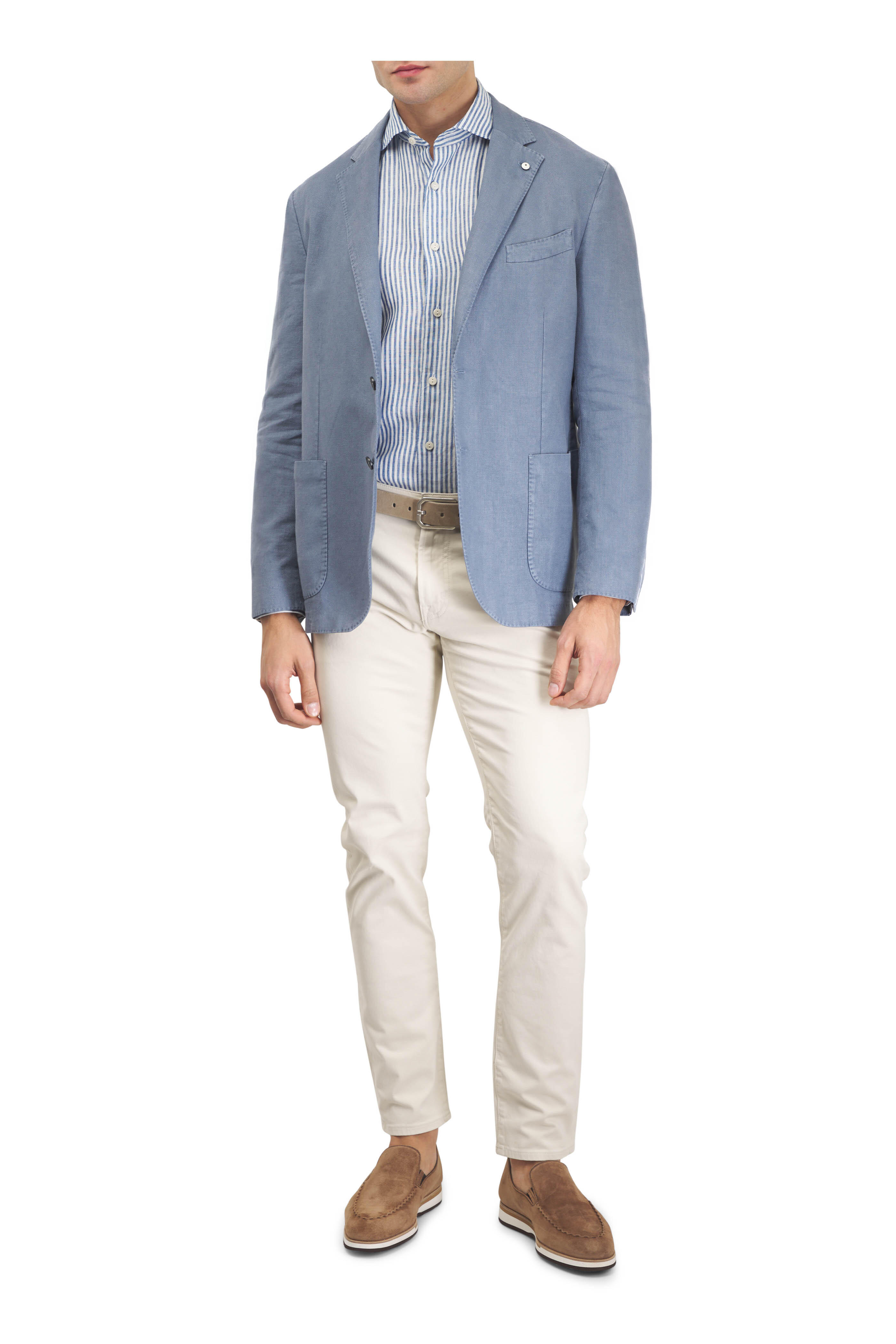 Eton - Blue & White Stripe Linen Dress Shirt