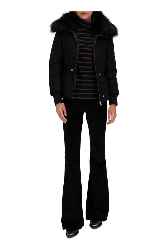 Veronica Beard - Sheridan Black Stretch Velvet Bell Bottom Pant 