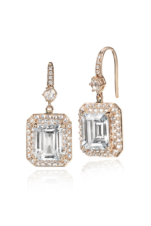 Nam Cho Spike White Aquamarine & Diamond Drop Earrings