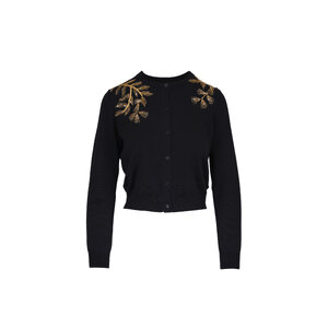 Cardigan Carolina Herrera Jaune Moutarde Avec Nœud - Coton - Taille M - Occasion Très Bon état