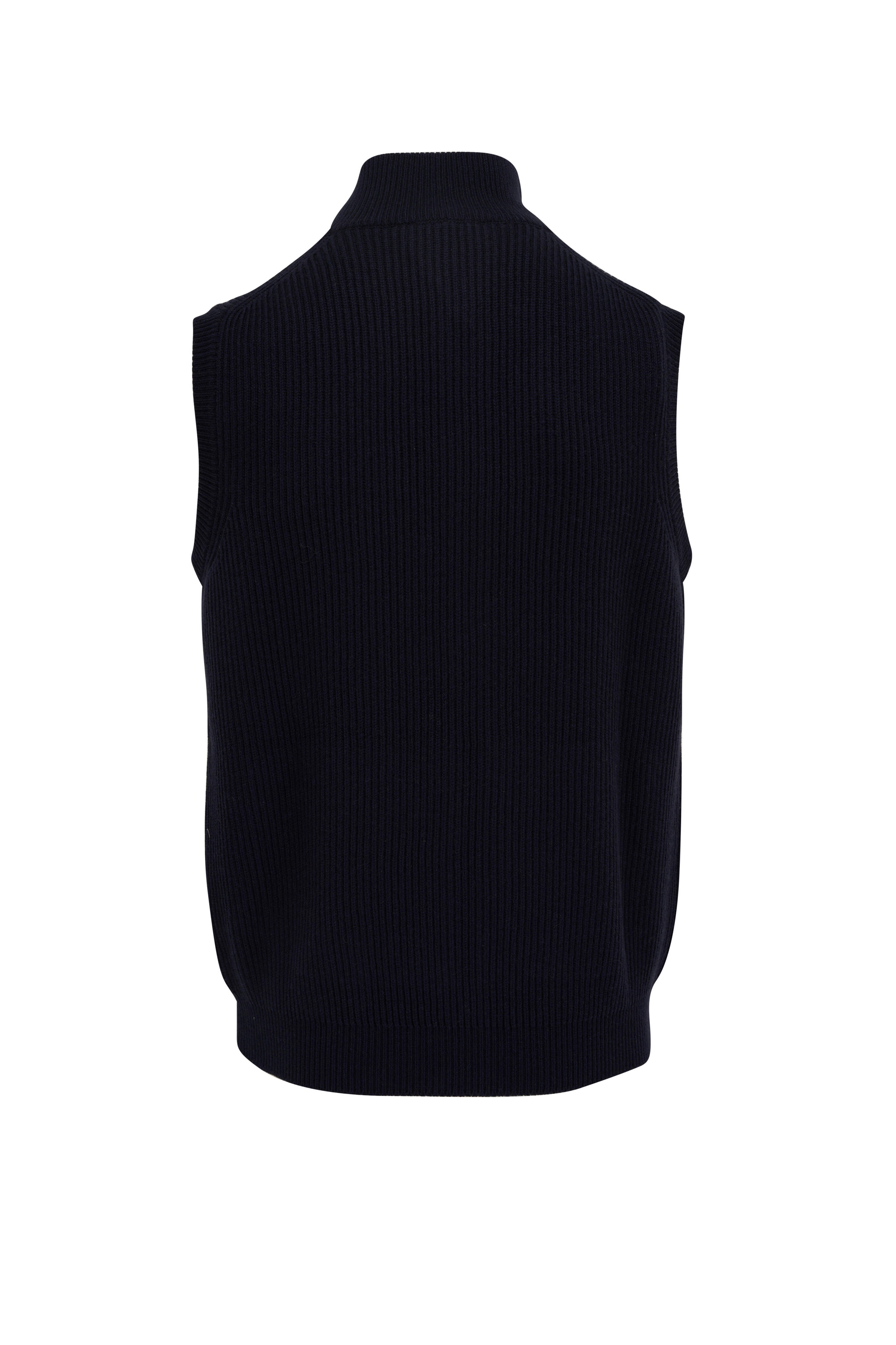 Fratelli Piacenza - Navy Cashmere Ribbed Sweater Vest