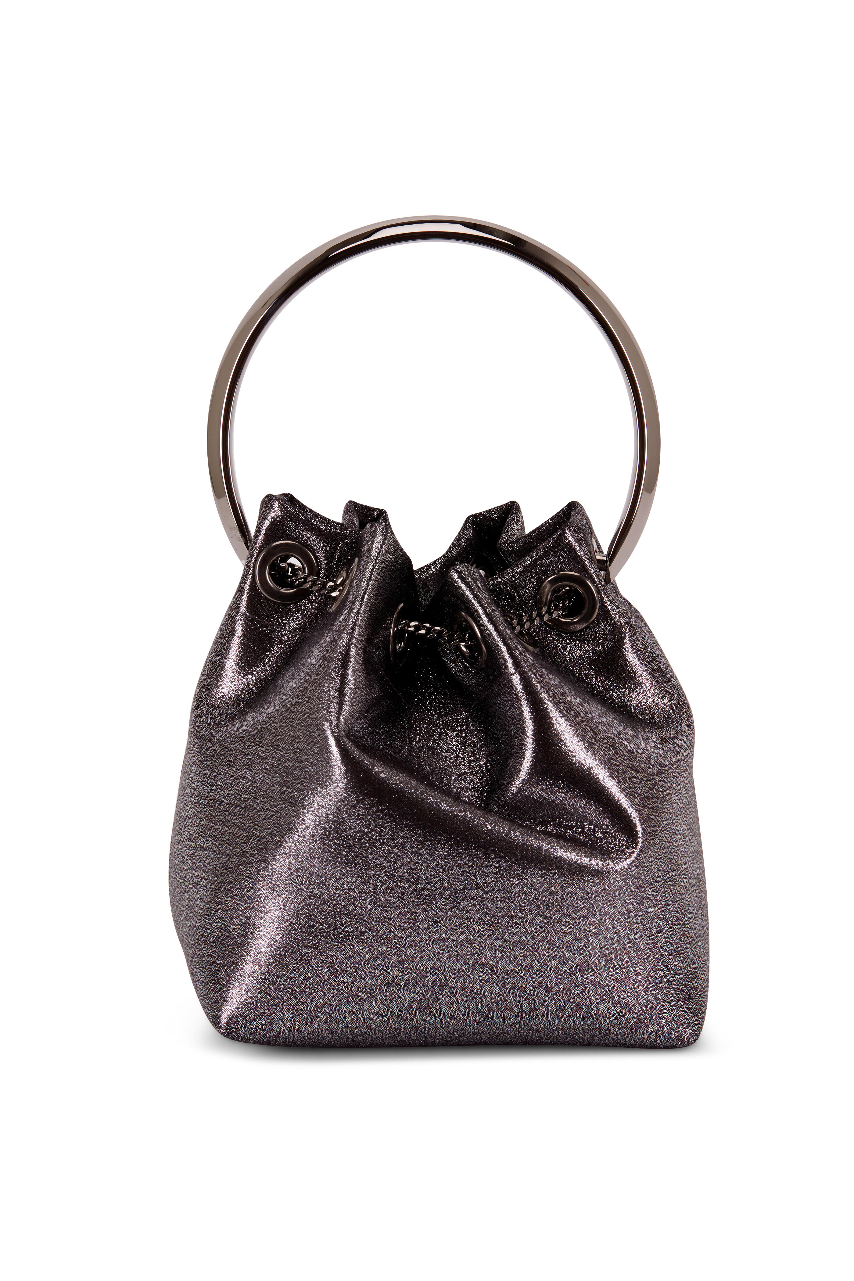 Jimmy Choo - Bon Bon Gunmetal Metallic Leather Bucket Bag