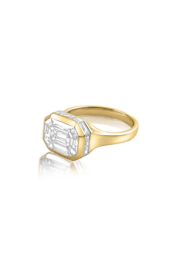 Nam Cho 18-Karat Yellow Gold Mosaic Diamond Octagon Ring - view 1