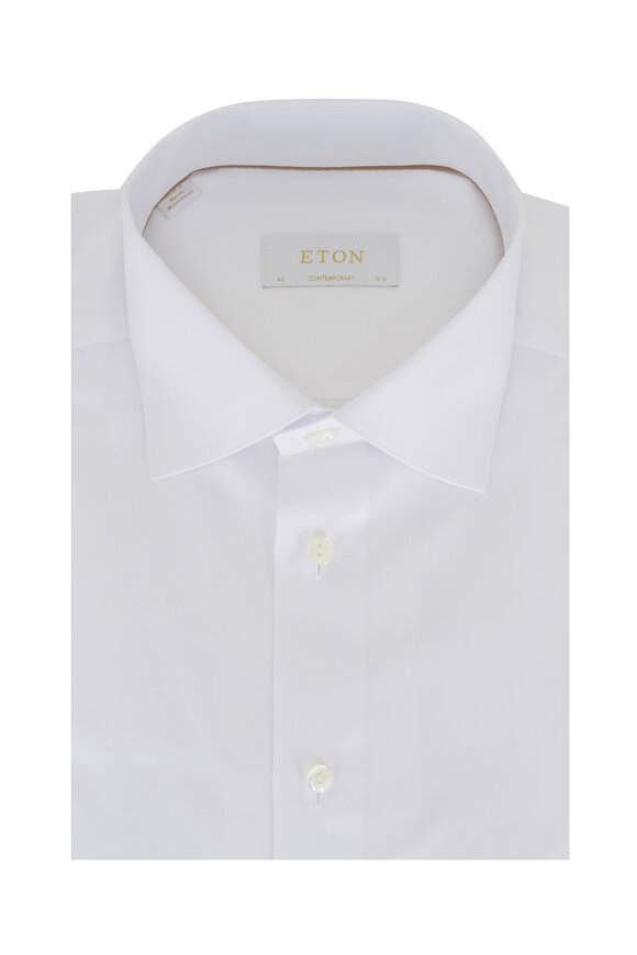 Eton Solid White Cotton Sport Shirt