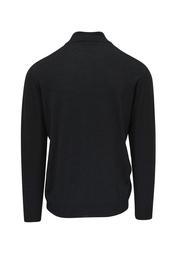 Fedeli - Charcoal Gray 140's Wool Quarter Zip Pullover