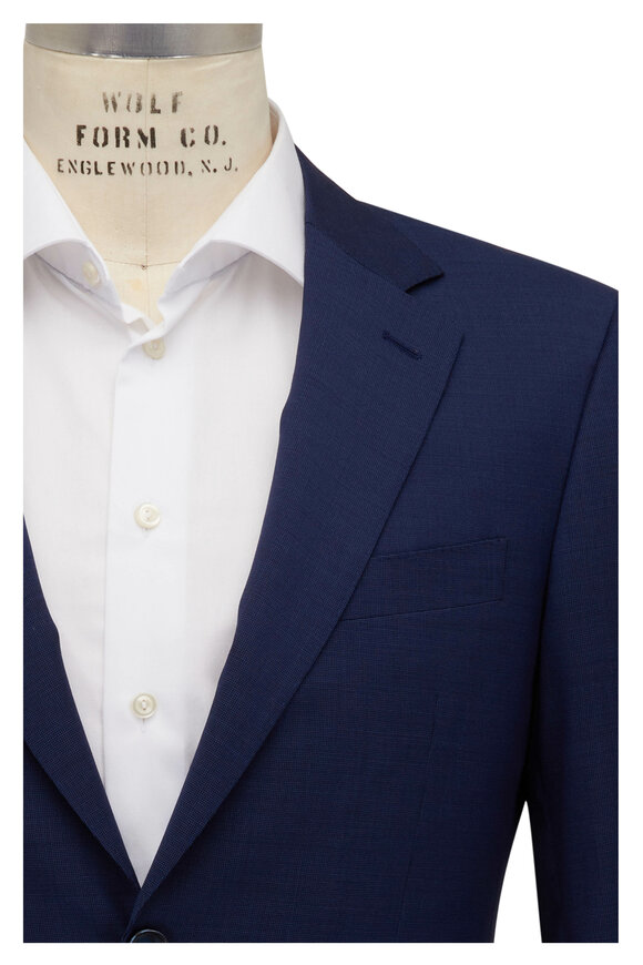 Canali Navy Blue Balance Solid Textured Wool Suit