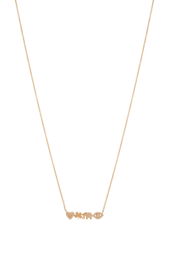 Kai Linz Diamond & Yellow Gold Favorite Charm Bar Necklace