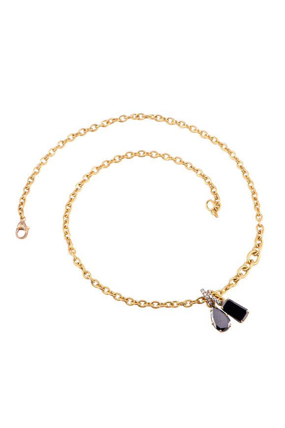 Sylva & Cie 18k Yellow Gold Black Diamond Charm Bracelet - view 1