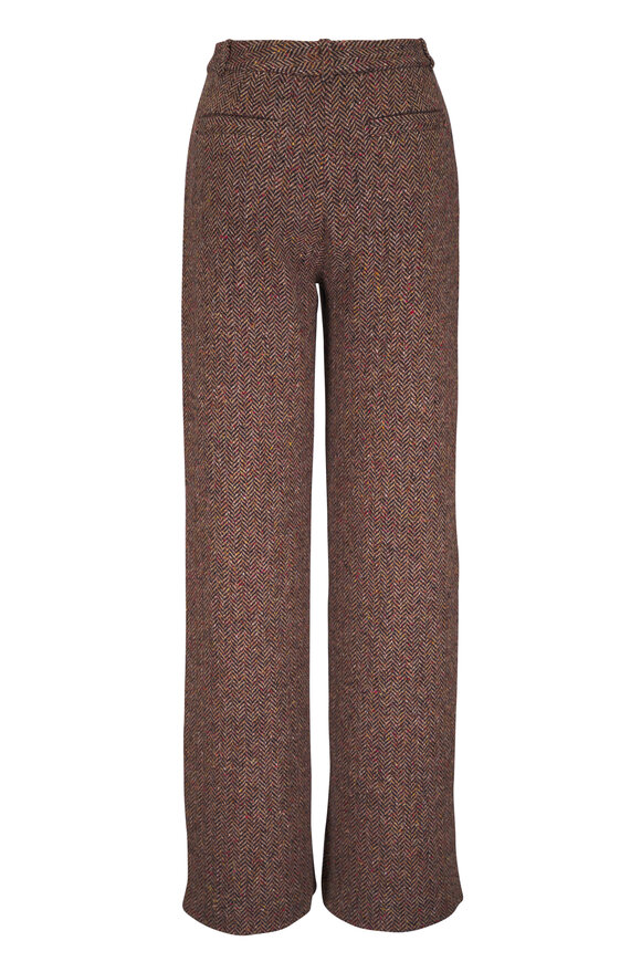 L'Agence Livvy Brown Herringbone Straight Leg Pant - view 3