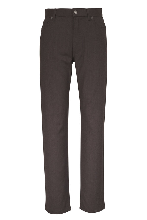 Zegna Dark Brown Wool Flannel Pant - view 1