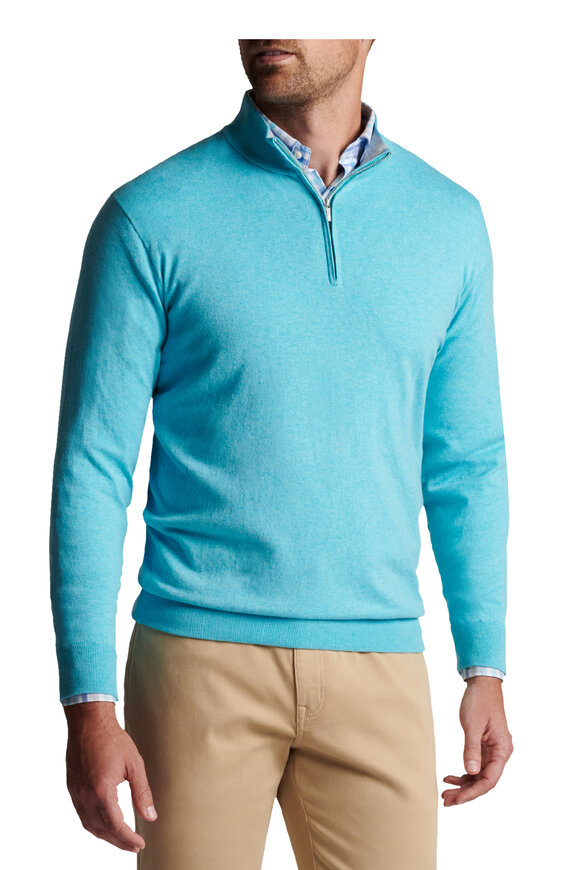 Peter Millar - Radiant Blue Crest Quarter Zip Pullover