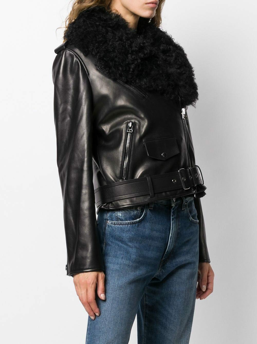 Tom Ford - Black Leather Moto Jacket With Shearling Vest
