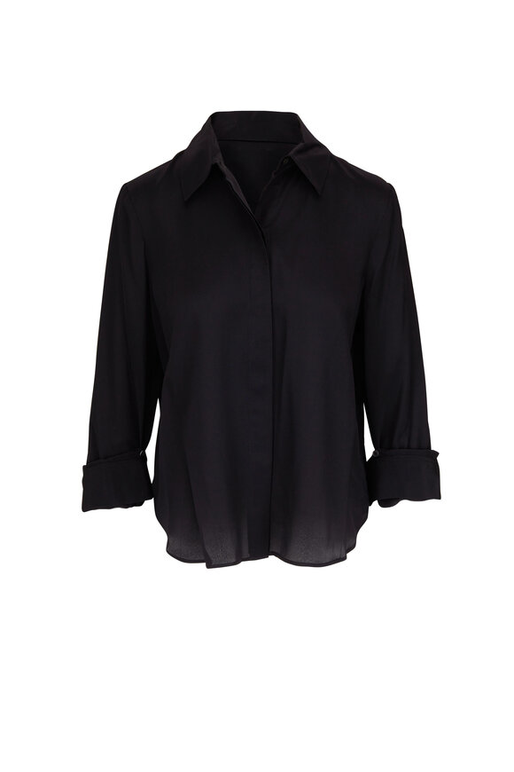 TWP - The Boyfriend Black Silk Shirt