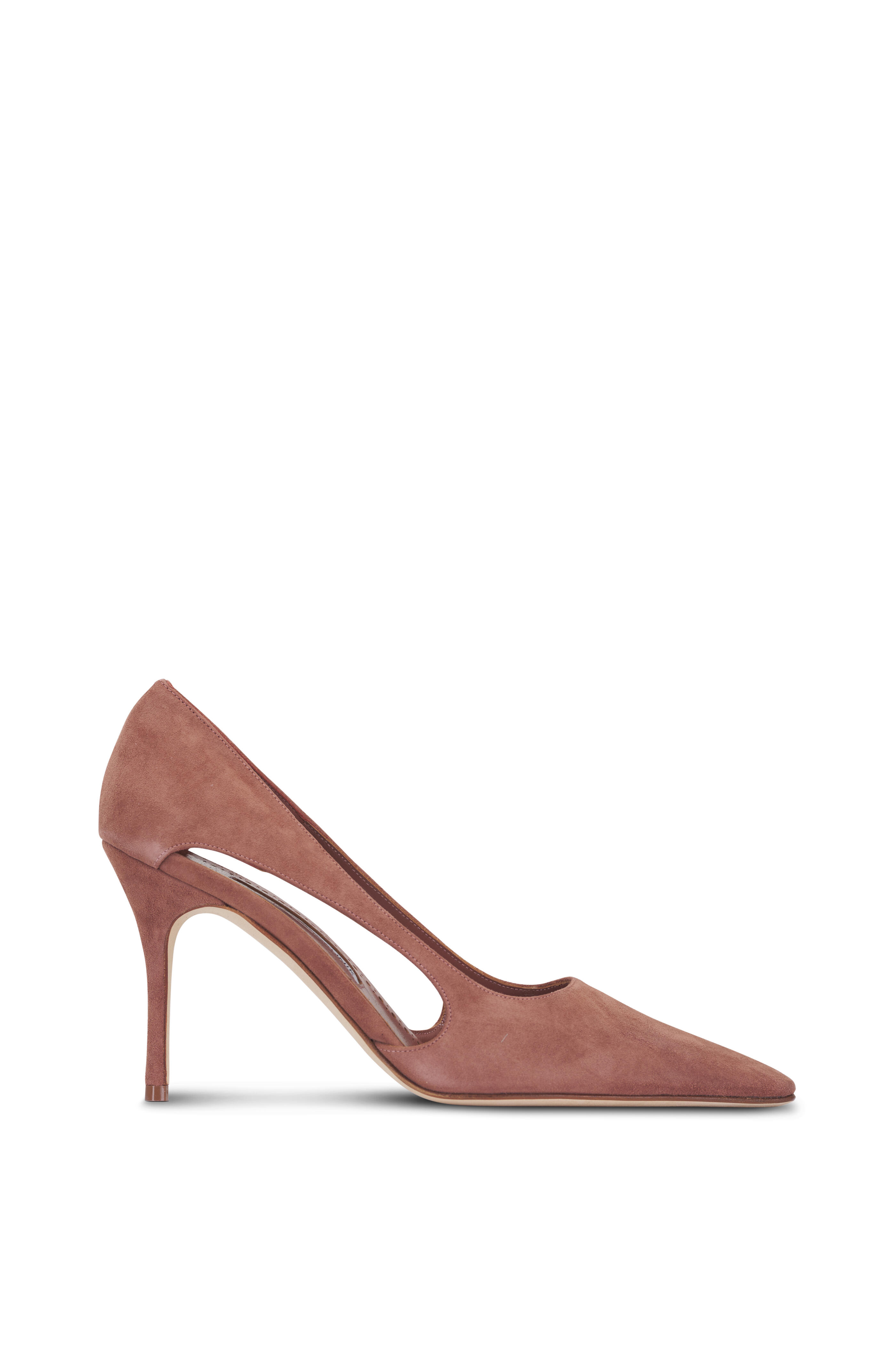 Manolo Blahnik - Boukefalos Brown Suede Cut Out Pump, 90mm