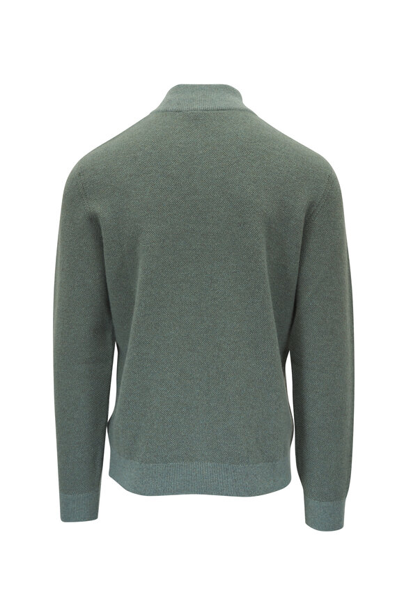 Ralph Lauren Purple Label - Green Cashmere Quarter-Zip Pullover