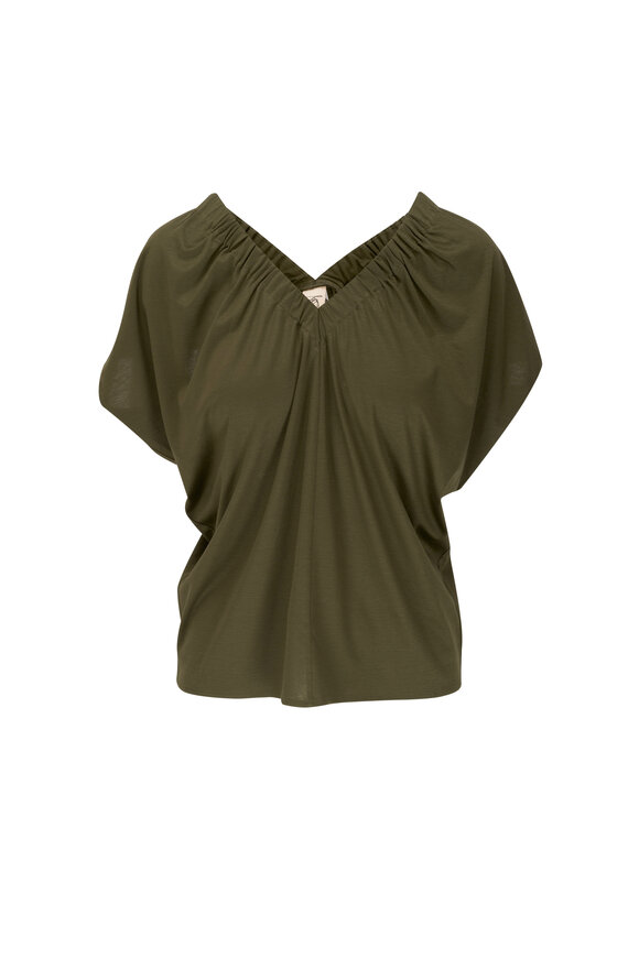 Zero + Maria Cornejo - Tilly Olive Ruched Jersey Top