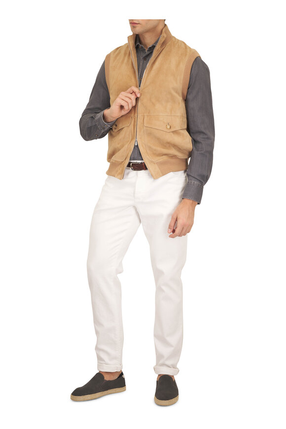 Brunello Cucinelli Camel Suede Vest - view 2