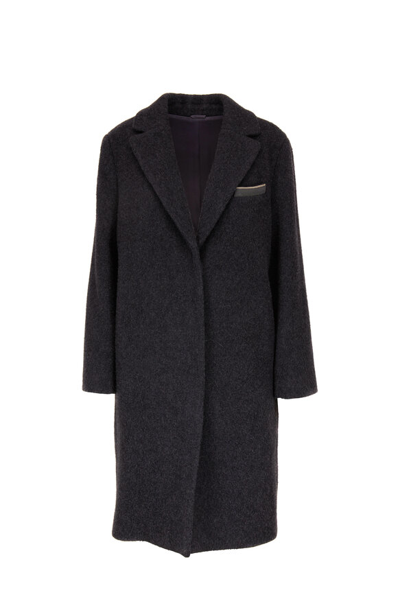 Brunello Cucinelli - Black Curly Cashmere & Wool Long Coat