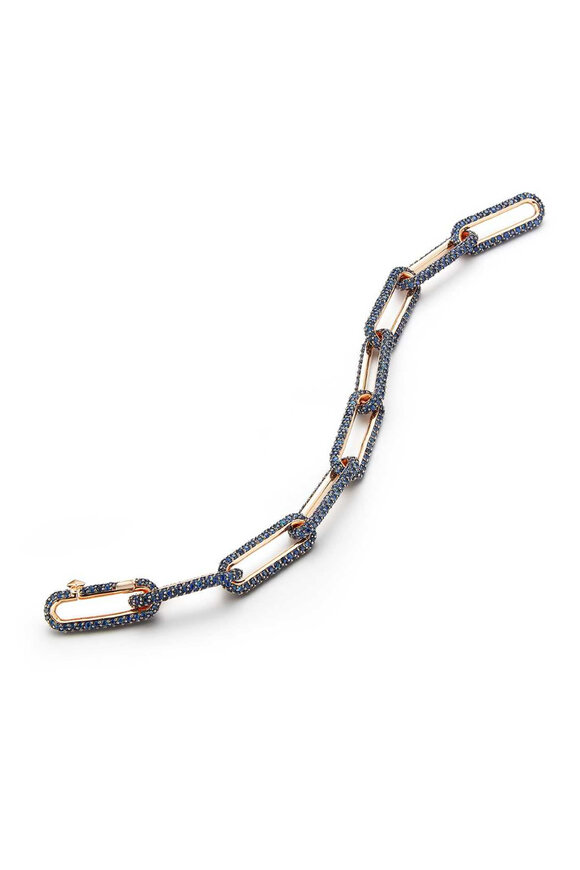 Walters Faith - Saxon Rose Gold All Blue Sapphire Link Bracelet 