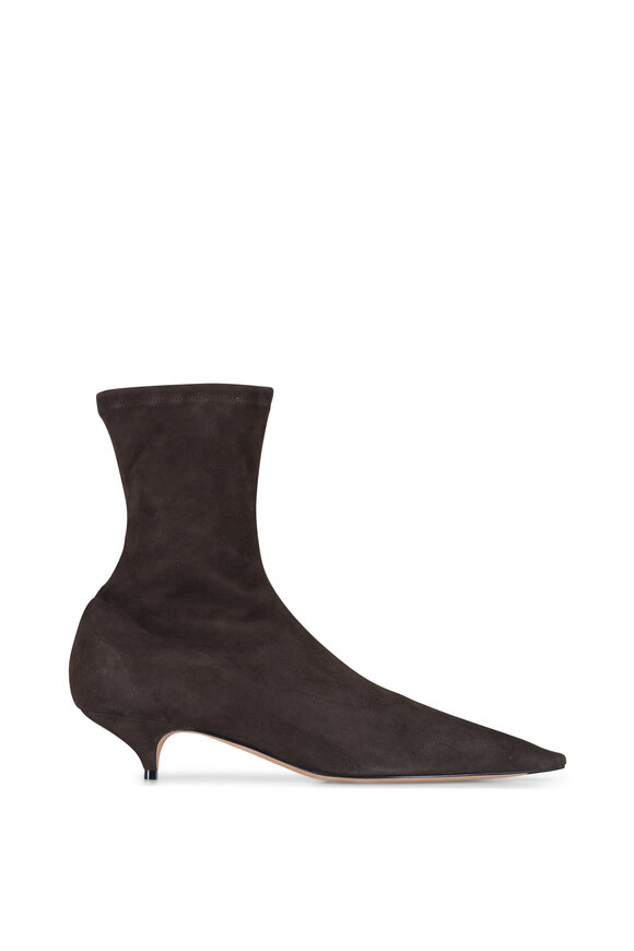 The Row Liisa Mocha Suede Kitten Heel Boot, 35mm - view 2