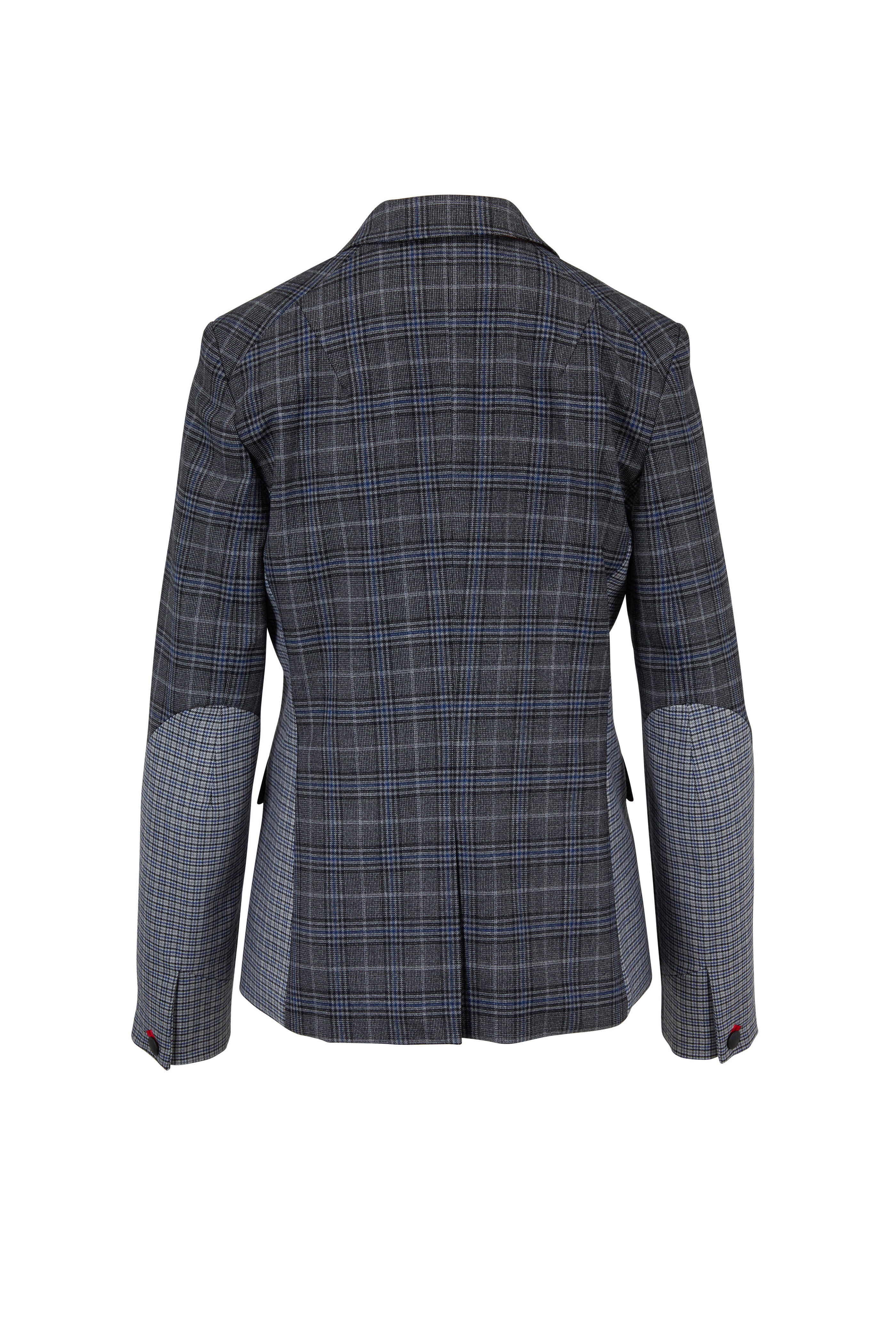 Rag Bone Lexington Dark Gray Blue Check Blazer